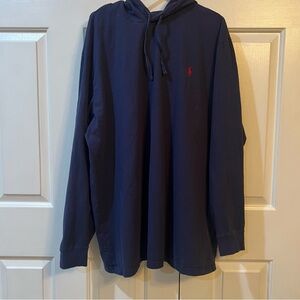 Polo Ralph Lauren Navy Blue Lightweight Cotton Jersey Hoodie Red Pony Men’s 2XLT